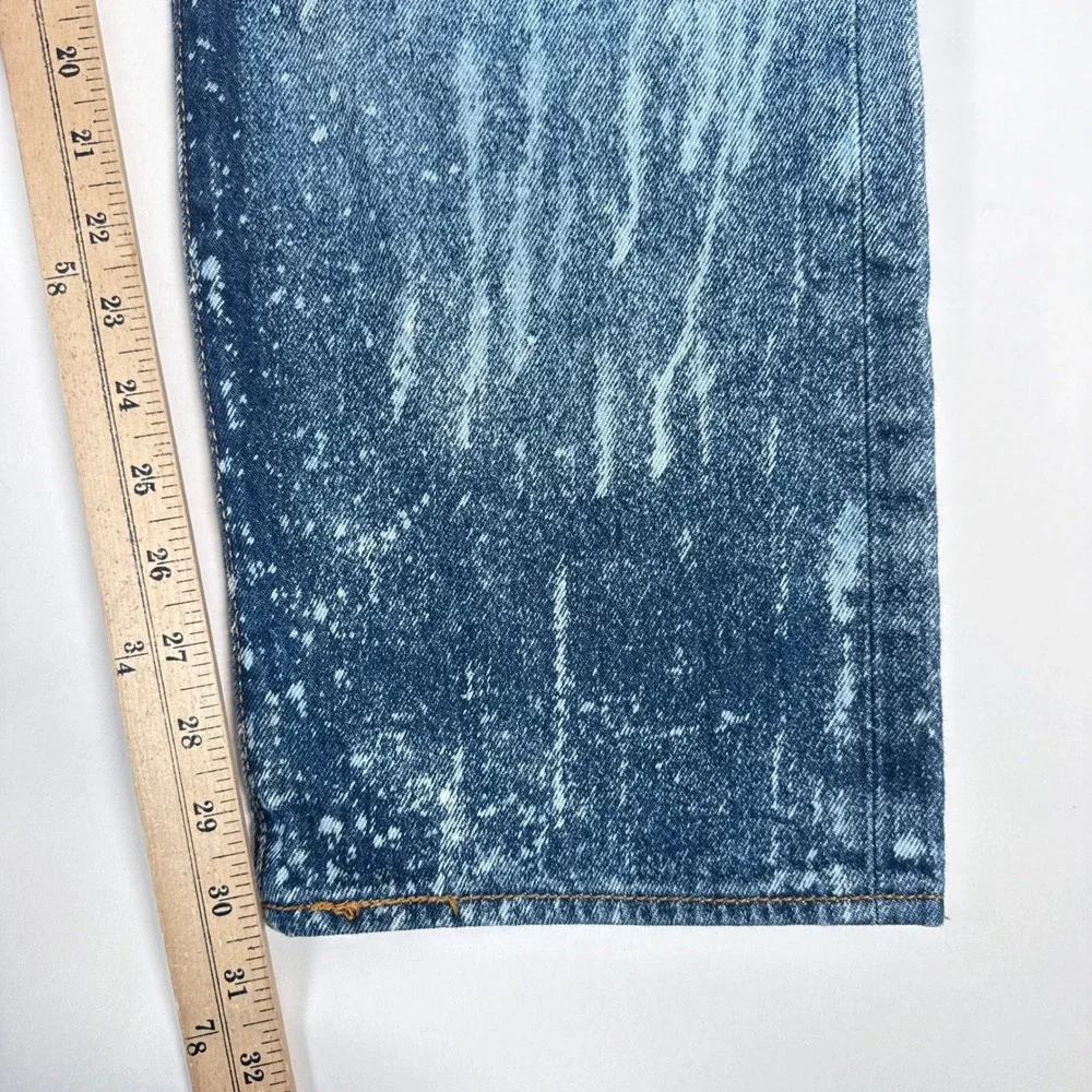 Levi's 501 Straight Leg Jeans Mens 36x34 Blue Bleach Splatter Custom Distressed